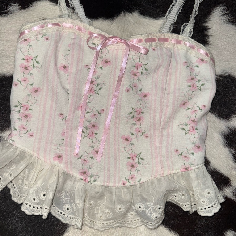 Floral Lace Trim Camisole Top